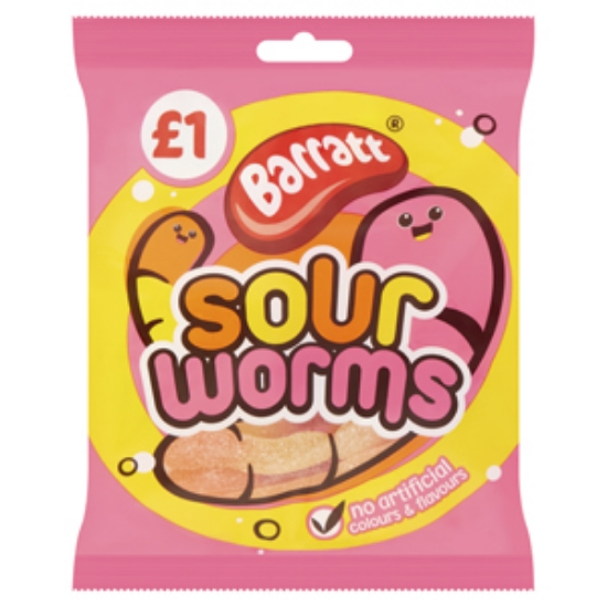 Picture of Bags Sour Worms 80g PM £1 x20 Barratts
